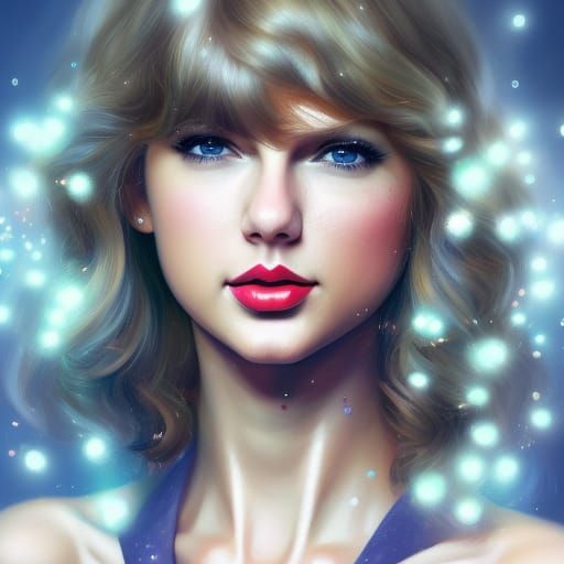 Taylor Swift Glitter Portrait in Art Nouveau Style