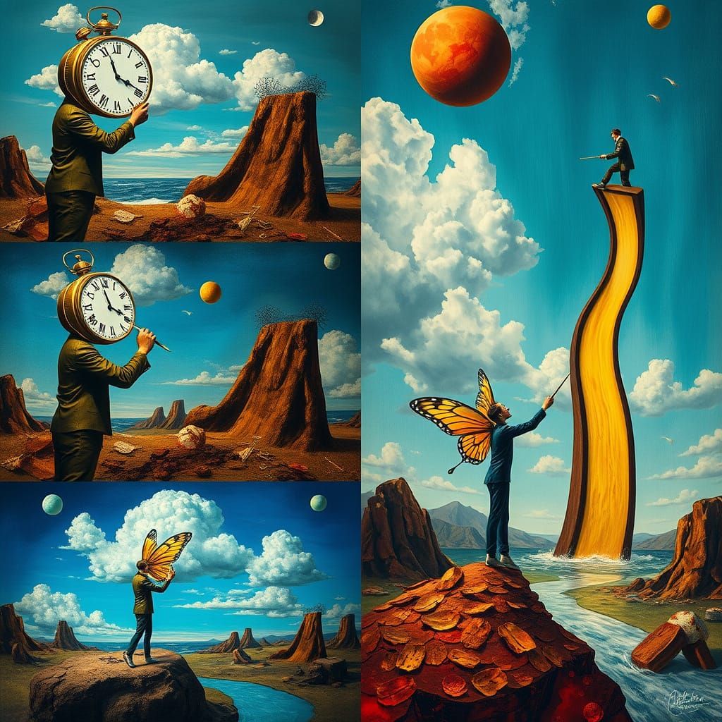 Surreal Repairmen Fixing a Dreamlike World in Split Screens