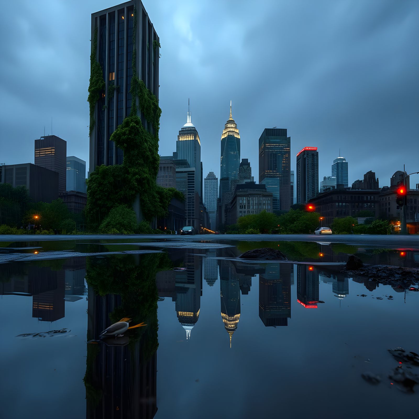 City Skyline Reborn in Lush Vegetation