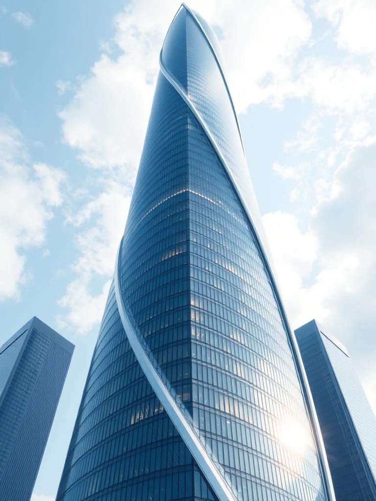 Futuristic Skyscraper in Sleek, Aerodynamic Style