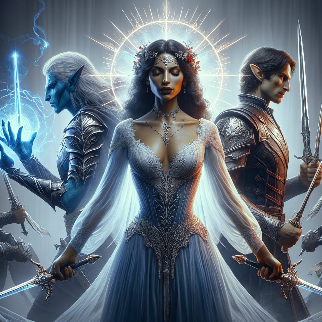 Triad of Kalida - 
Thiasa - High cleric of Kalida
Averayne - Drow sorcerer supreme
Lyenos - High Protector of Kalida  
T...