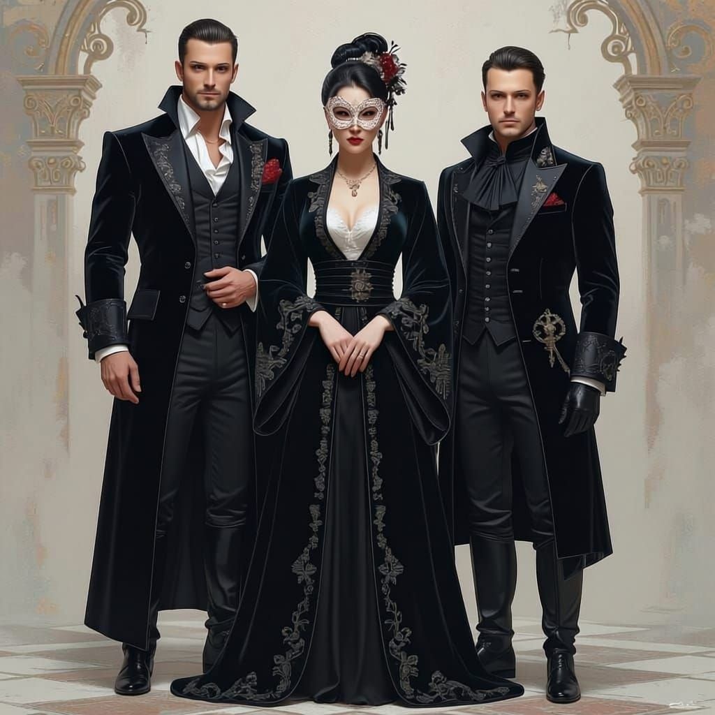 Cyberpunk Trio in Louis IV Velvet Outfits