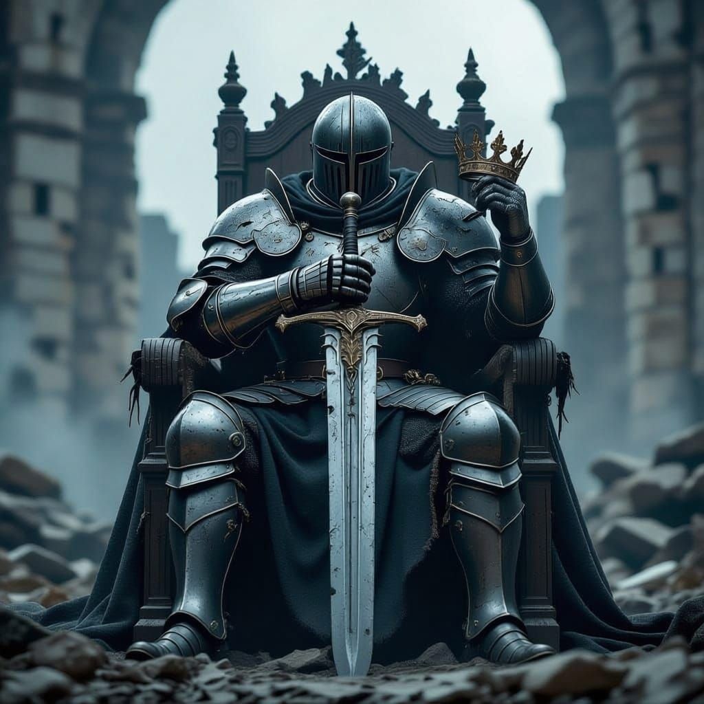 Knight Claims Throne in Dark Fantasy Realism