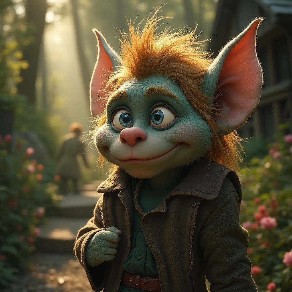 Wise Troll in Ghibli World, Cinematic Portrait