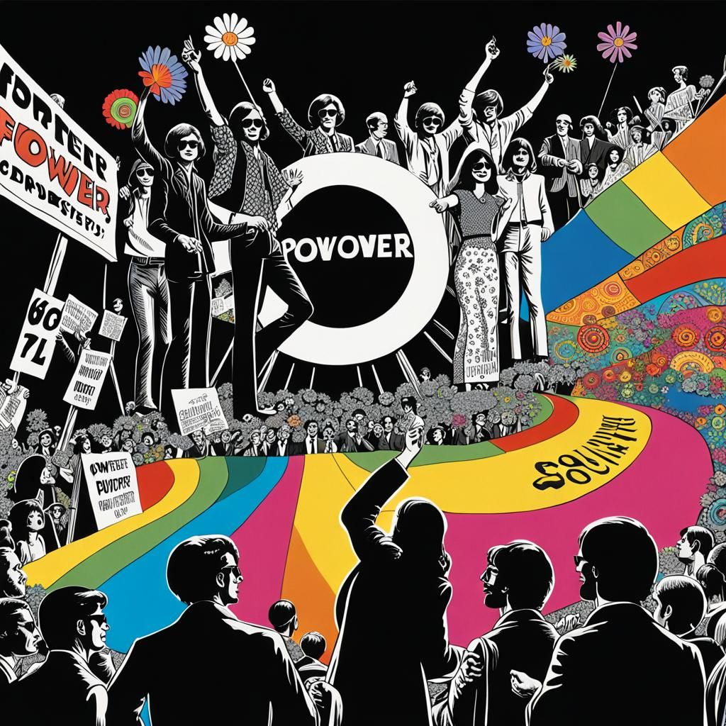 Groovy 60s Psychedelic Counter Culture Scene