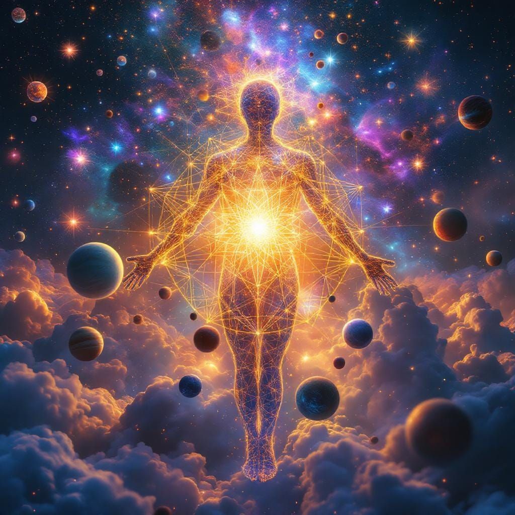Cosmic Being of Light Reflecting Universes