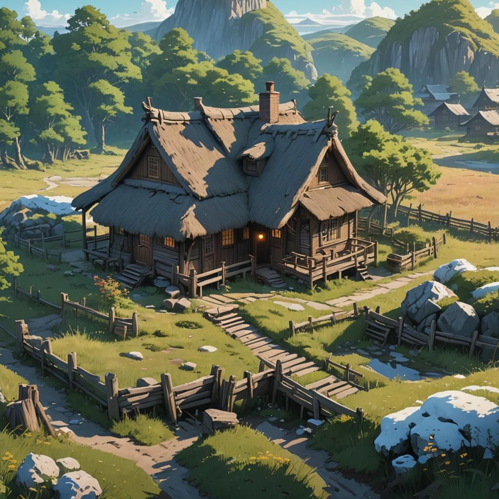 Russian Tundra Cottage on Chicken Feet: Ghibli Style