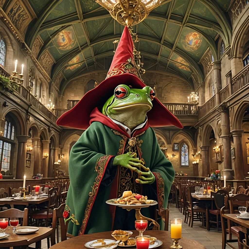 Green Tree Frog Wizard in Hogwarts Dining Hall