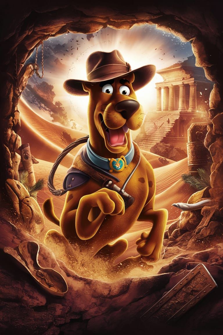 Scooby-Doo as Indiana Jones in a Movie Poster