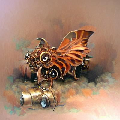 Steampunk Copper Winged Mechanical Beast