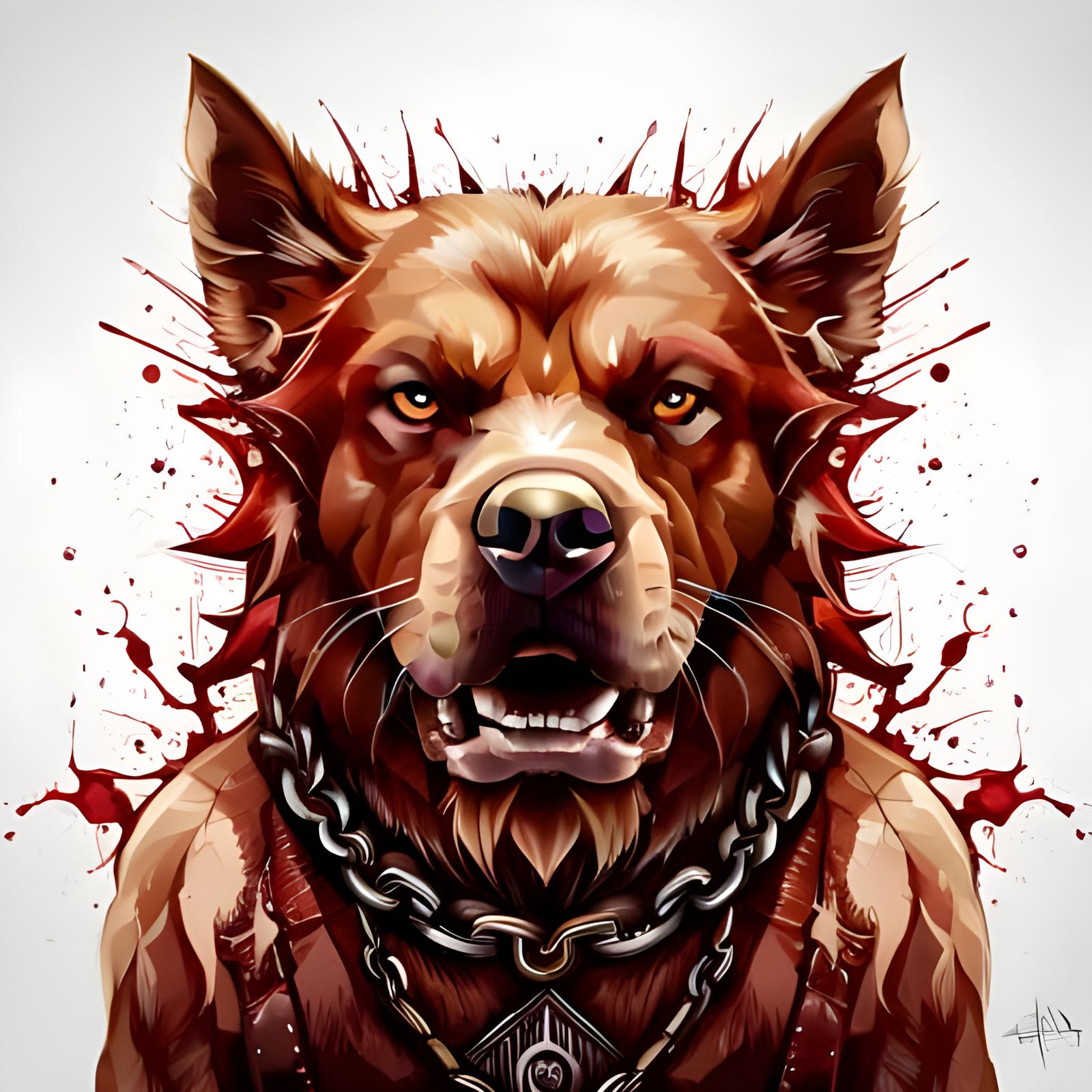 Angry Muscular Dog Portrait in Hyperrealistic Style