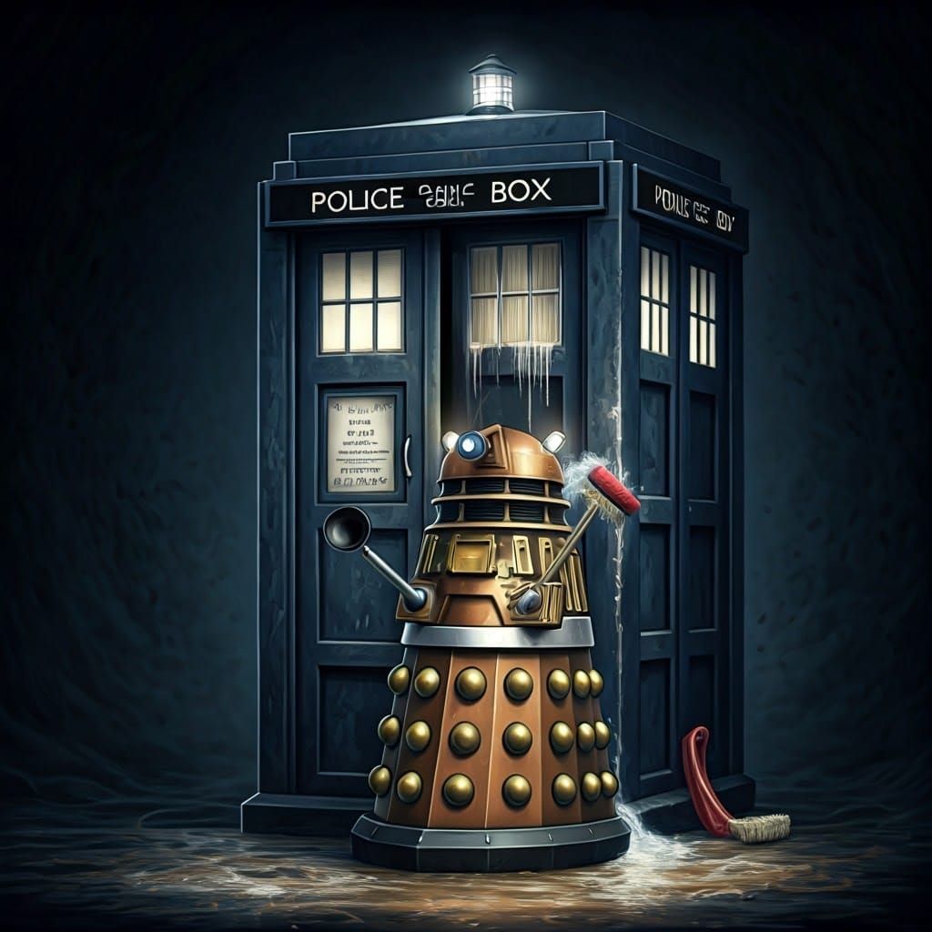 Gritty Dalek Cleans TARDIS in Post-Apocalyptic Wasteland