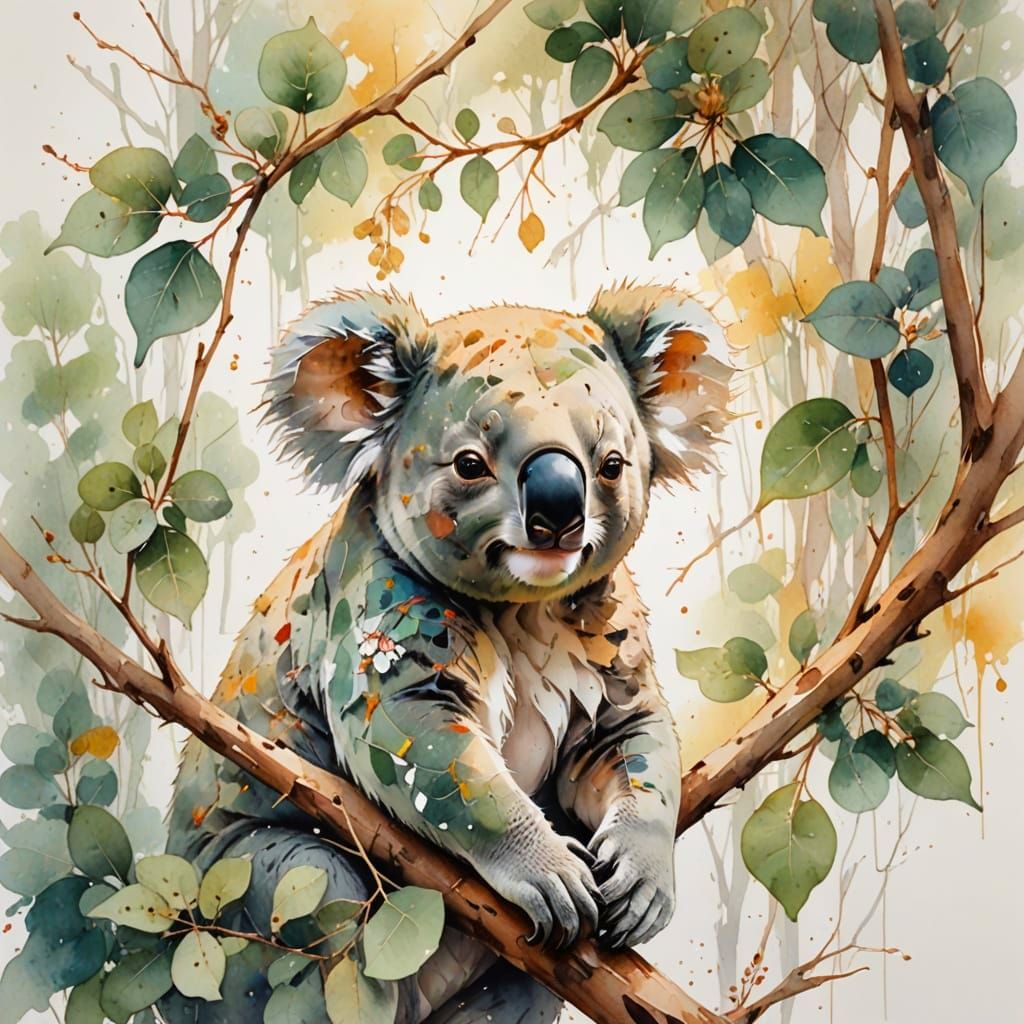 Eucalyptus Grove Koala in Soft Morning Light