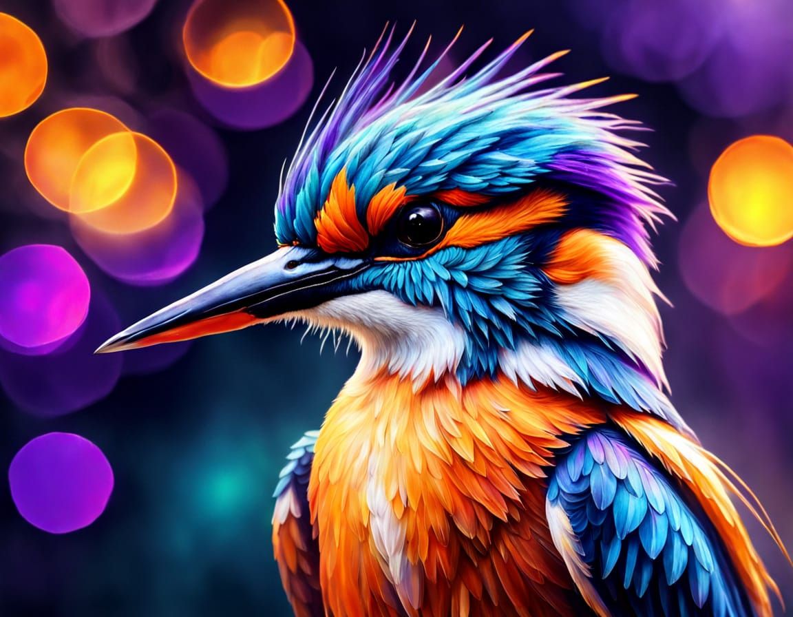 Kingfisher Bird in Vibrant Oil Painting Style