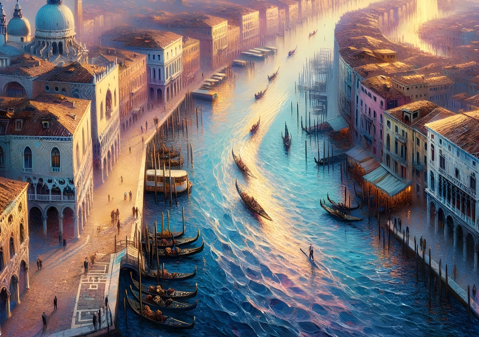 Venice Aerial View in Impressionistic Style