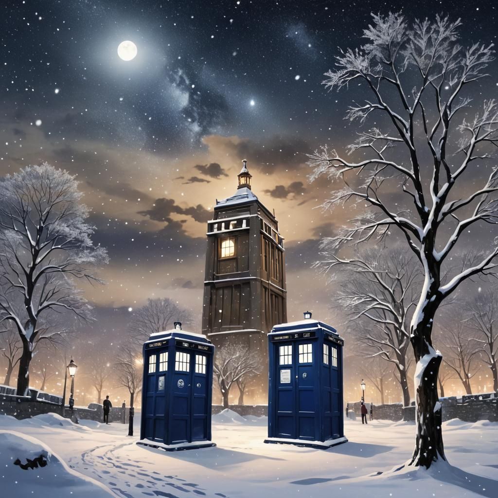 Doctor Who TARDIS in Snowy Anime Style