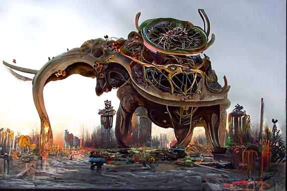 Elephant Dictator Rides Robotic Rhino in Dying World