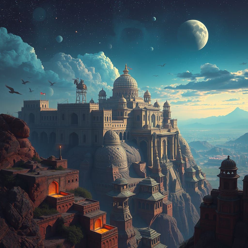 Floating Mandu Fortress with Futuristic Murals