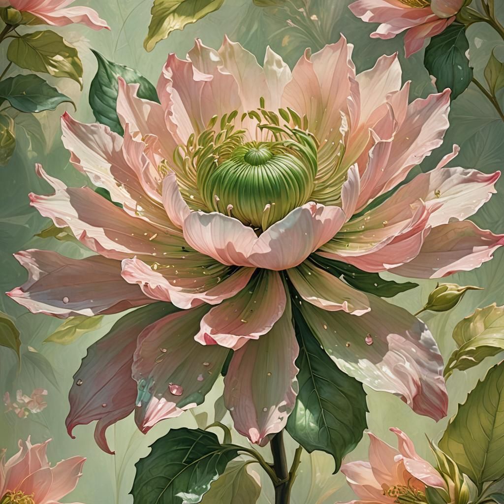 Crystalline Flower with Impasto Textures