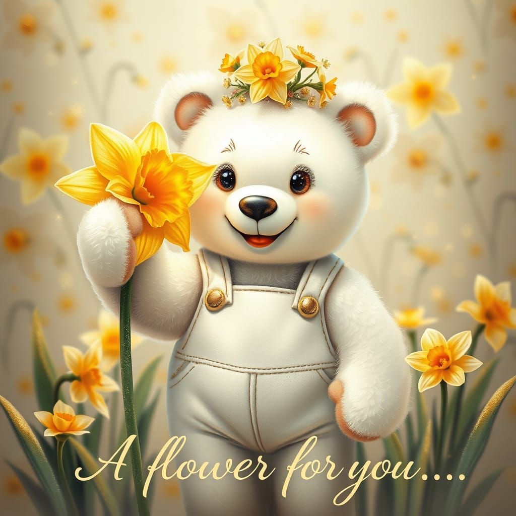 Whimsical Springtime Teddy Bear in Photorealistic Style