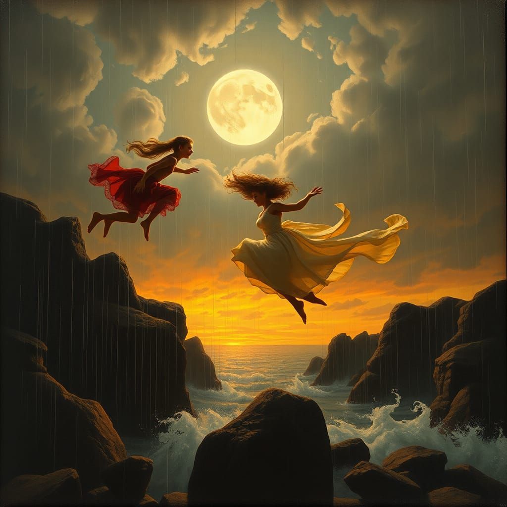 Figures Emerge from Darkness in Somov Style