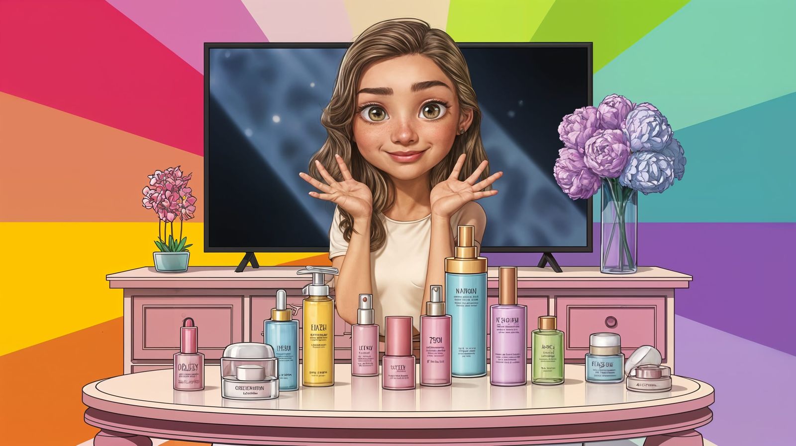 Pixar-Inspired Living Room Scene with Beauty Influencer