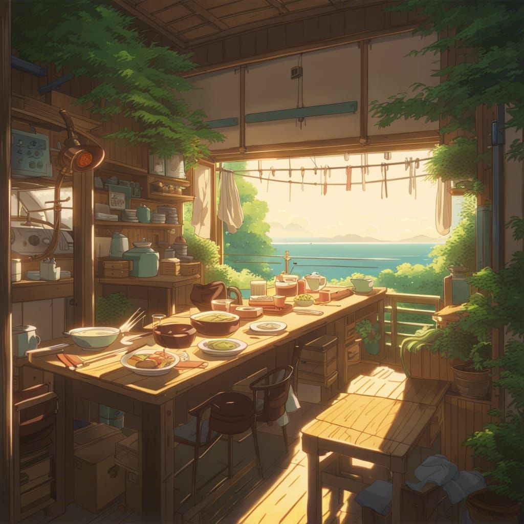 Noodles in Studio Ghibli Anime Style