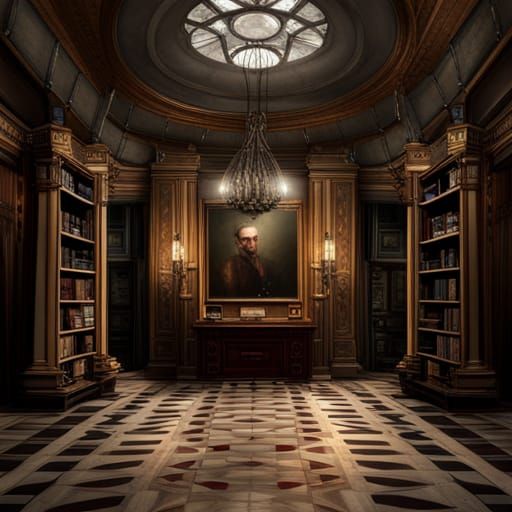 Steampunk Engine Hidden Behind Buckingham Portrait