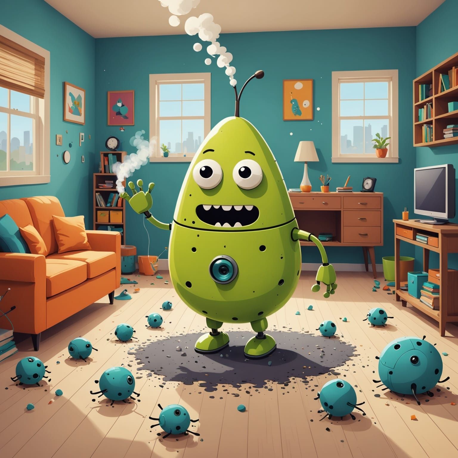 Pear-shaped robot character