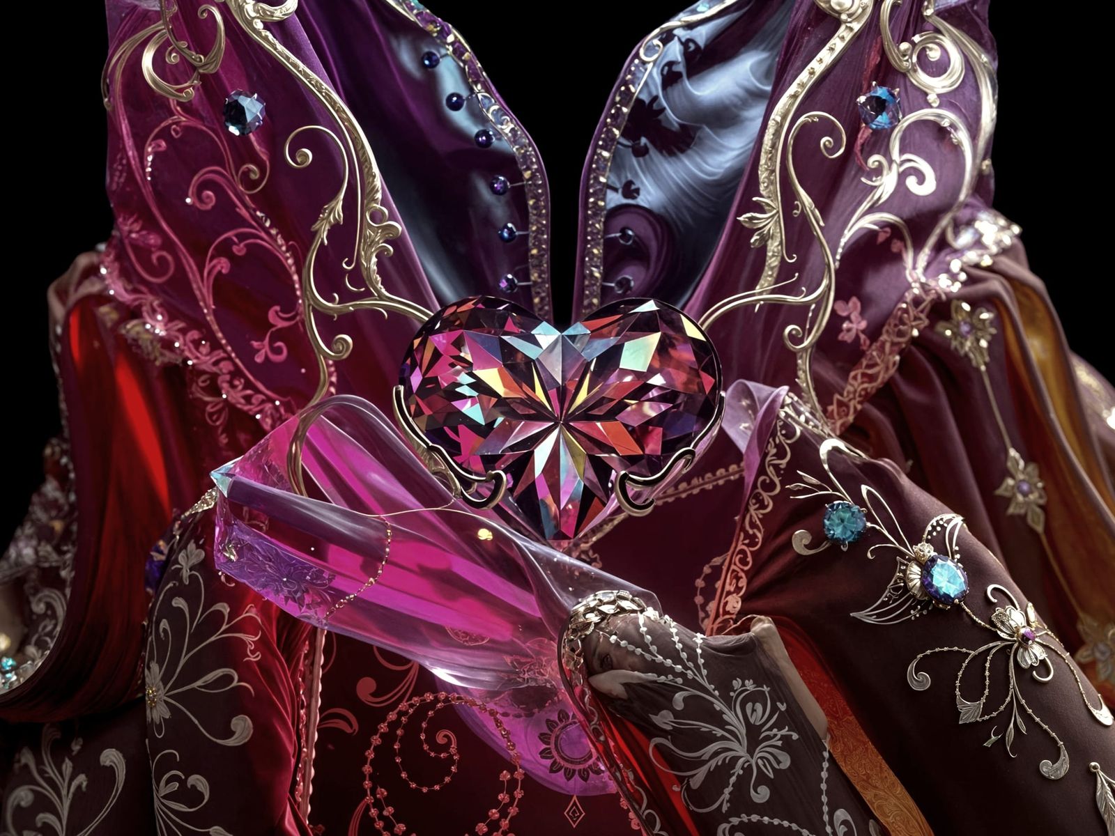 Ethereal Gown Adorns Luminous Heart Gem