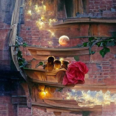 Romeo and Juliet Balcony in Romantic Oil Painting