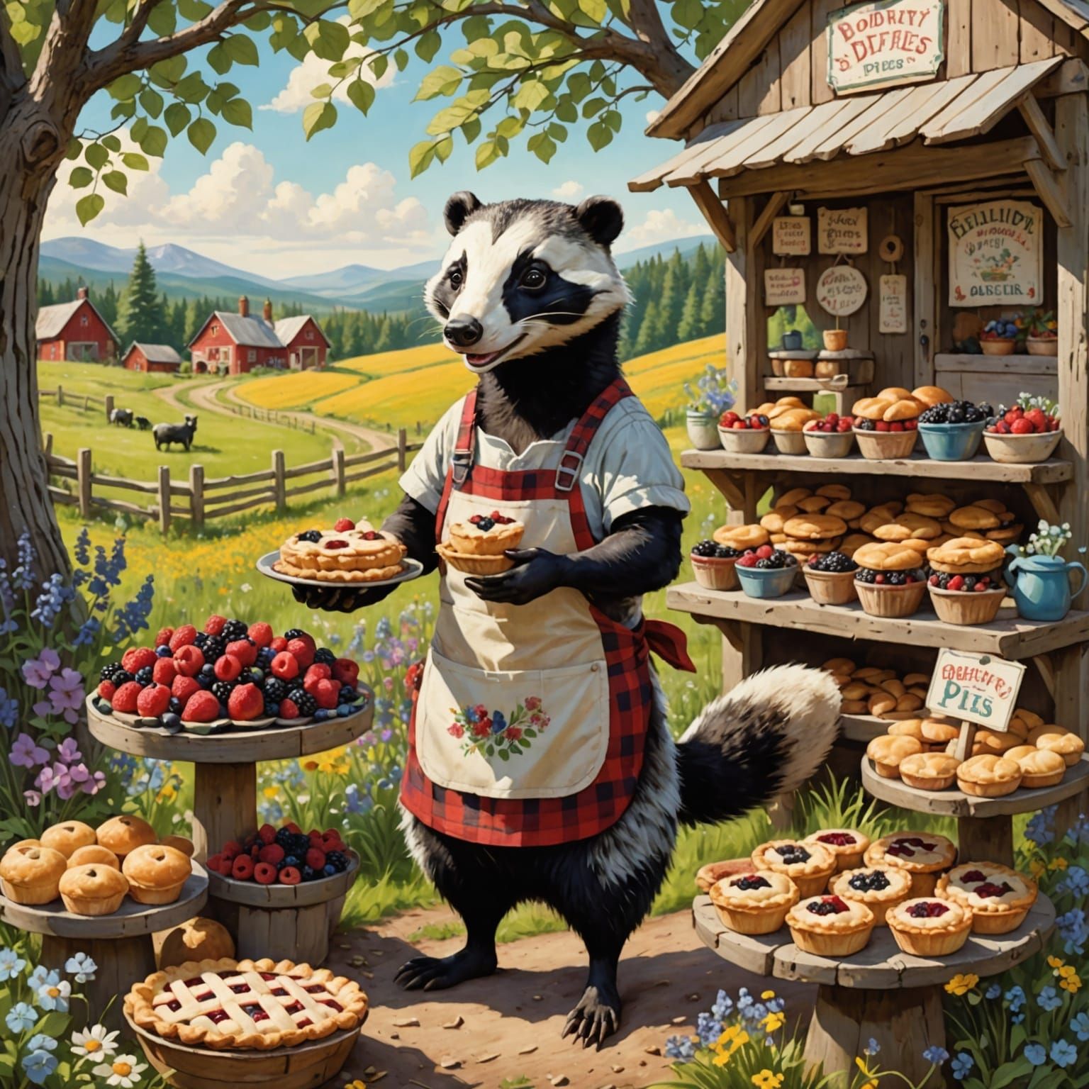 Badger's Berry Pie Stand in Forest Clearing