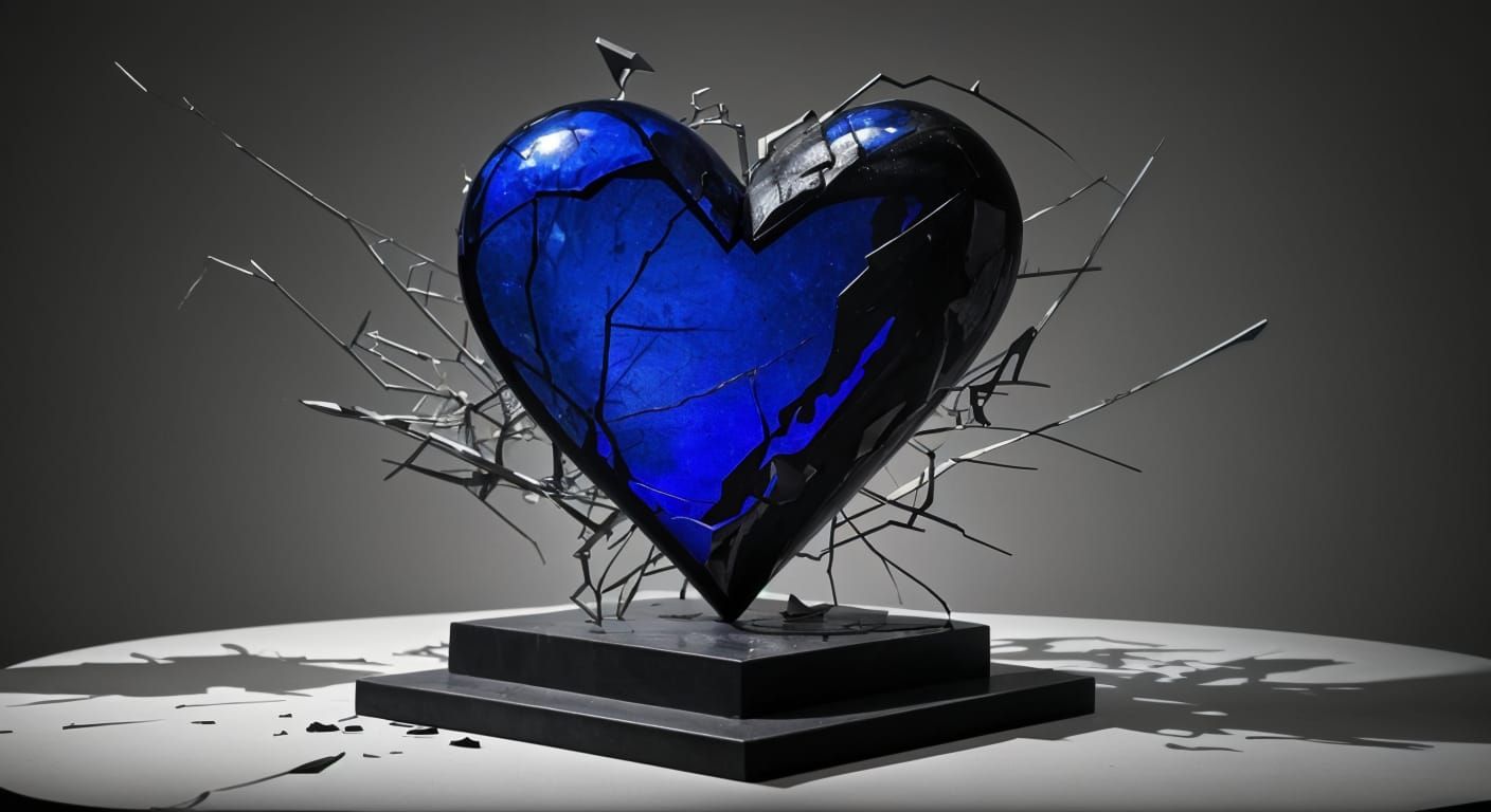 Shattered Heart Sculpture in Abstract Style