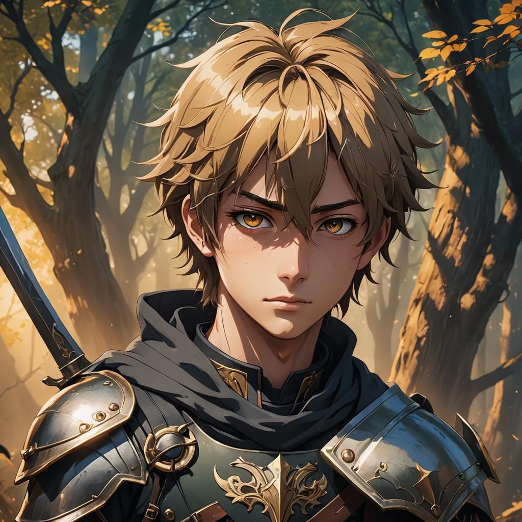 Anime Swordsman Portrait in Studio Trigger Style