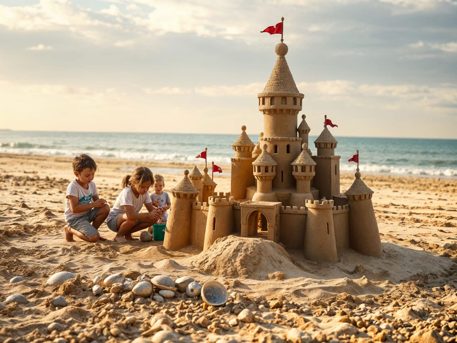 Majestic Sand Castle on the Beach in 8K