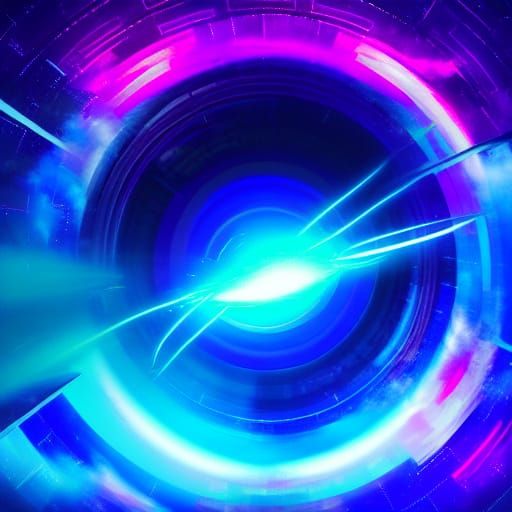 Spaceship Enters Warp Portal in Sci-Fi Digital Art