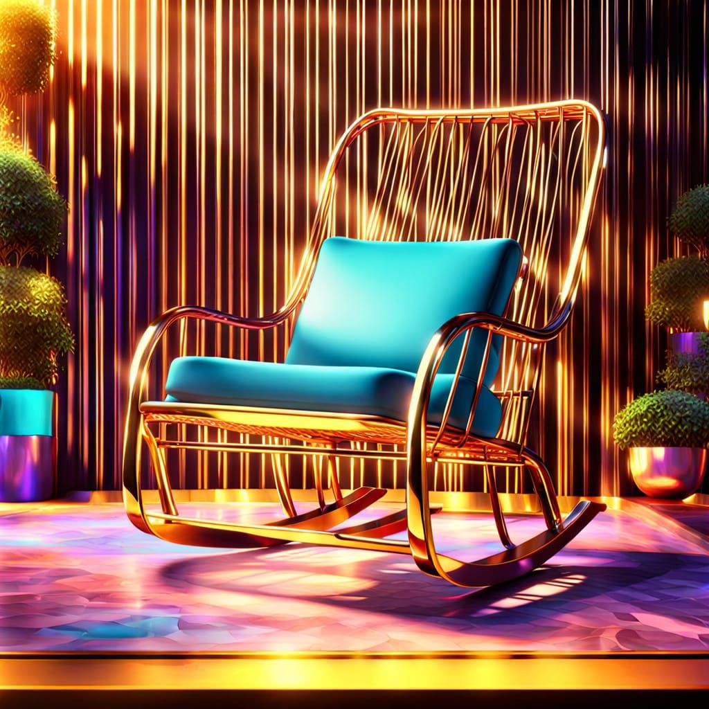 Prefab Rocking Chair in Vibrant Digital Art Style