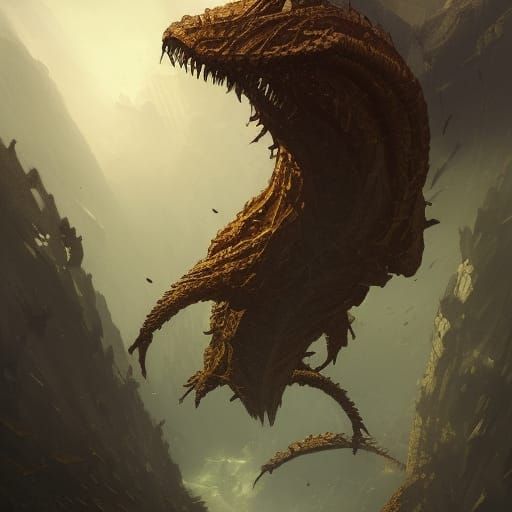 Detailed Hydra in Dark Fantasy Style