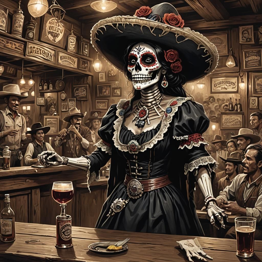 Mexican Catrina Singing at Wild West Bar
