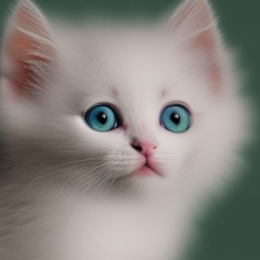 Cute White Kitten Portrait in 8k Resolution