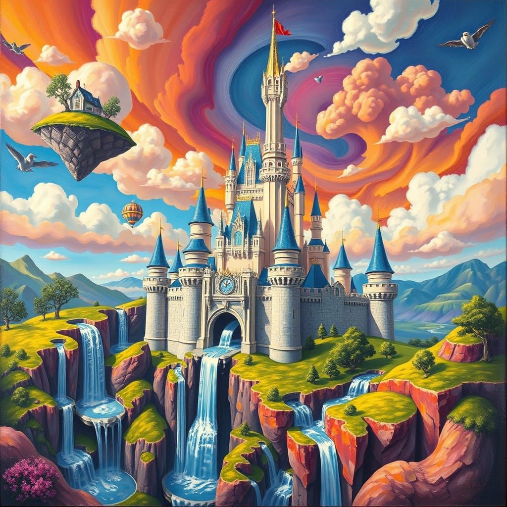 Surreal Disney Castle with Impossible Architecture