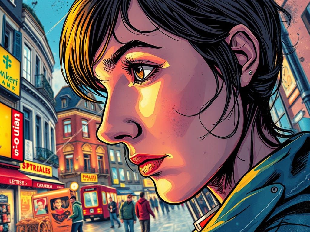 Hyperrealistic Swiss Cityscape in Clean Comic Art Style