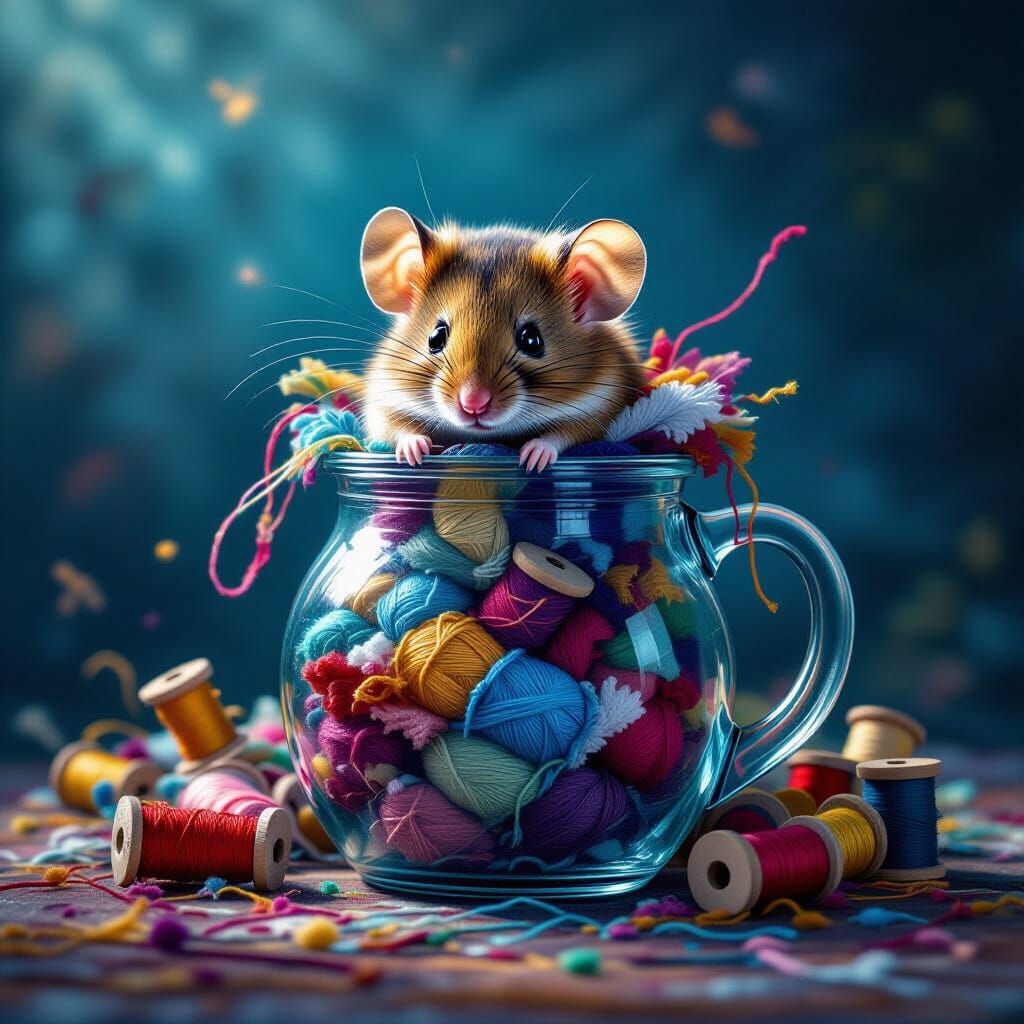 Mouse in a Jug of Fabric, Dreamlike Matte Painting