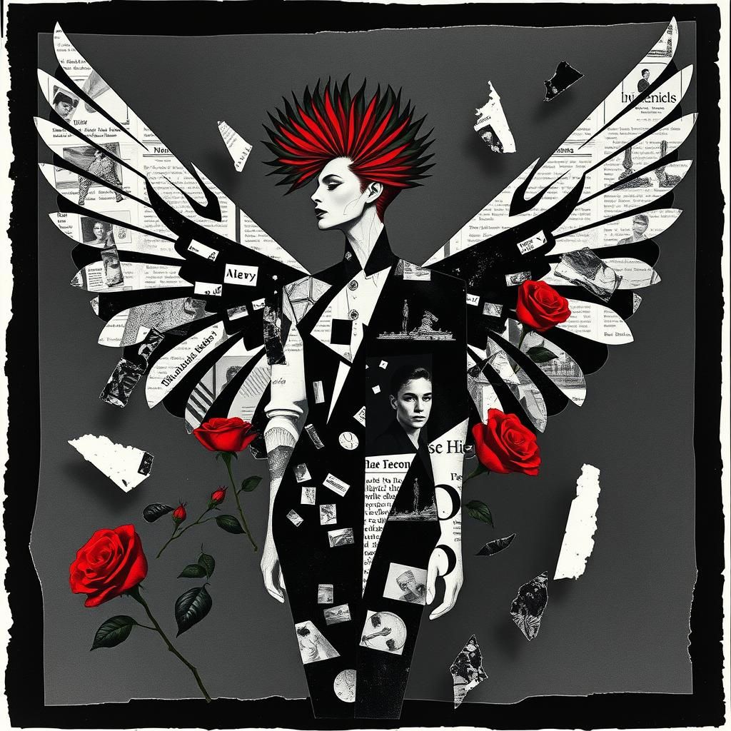 Dadaist Photogram of Geometric Winged Figure