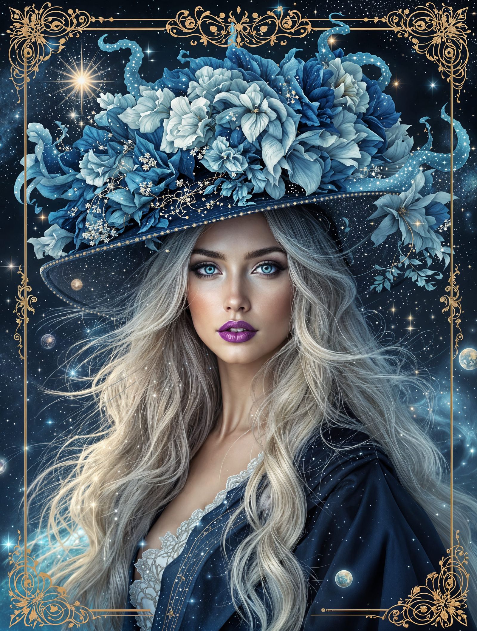 Fantasy Woman in Cosmic Bloom Regalia