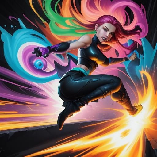 Kim Possible as a Magic Warrior in Graffiti Art Style