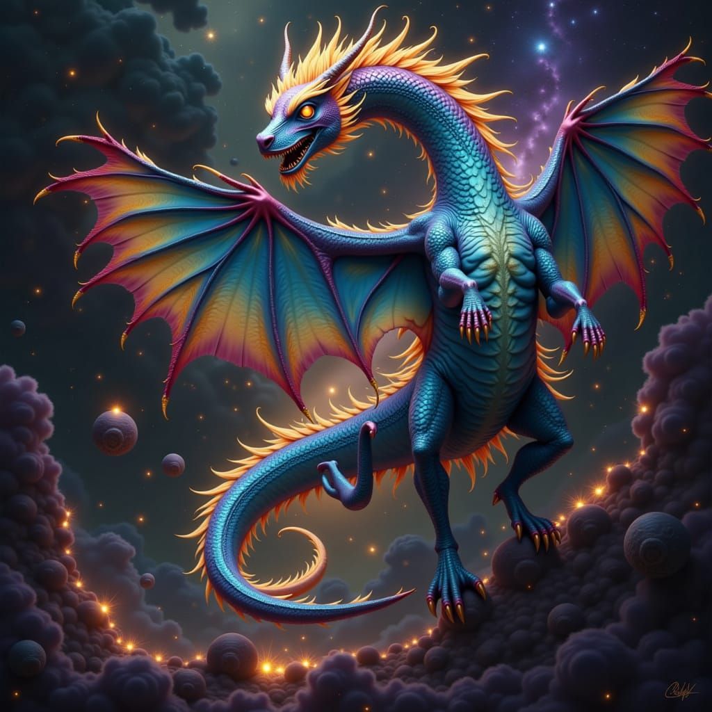 Celestial Dragon Soars Through Cosmic Expanse