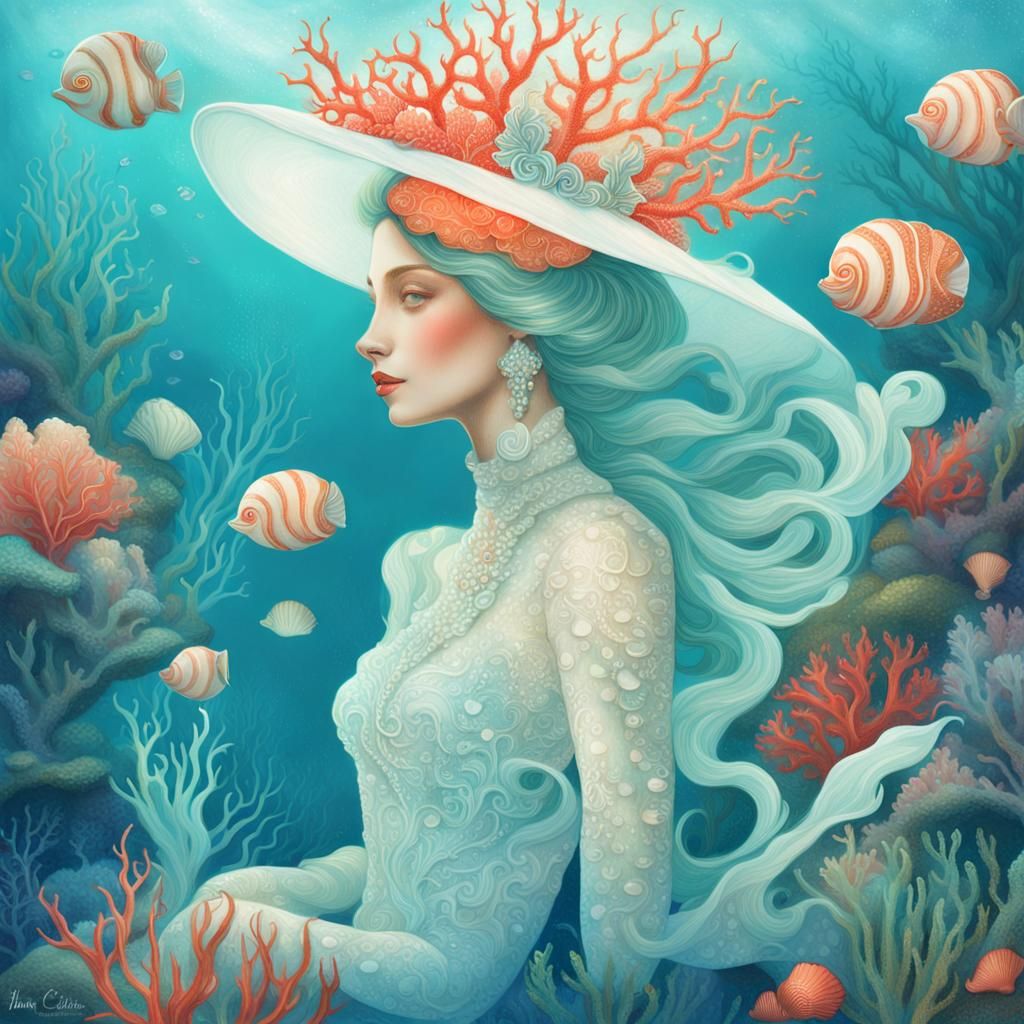 Ethereal Mermaid in Whimsical Underwater Fashion