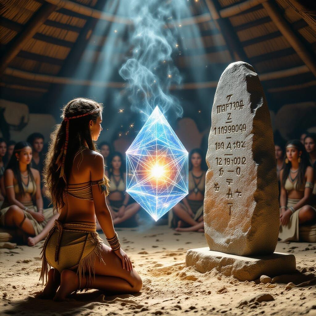 Prehistoric Ritual Girl Ceremony in Hyperspace