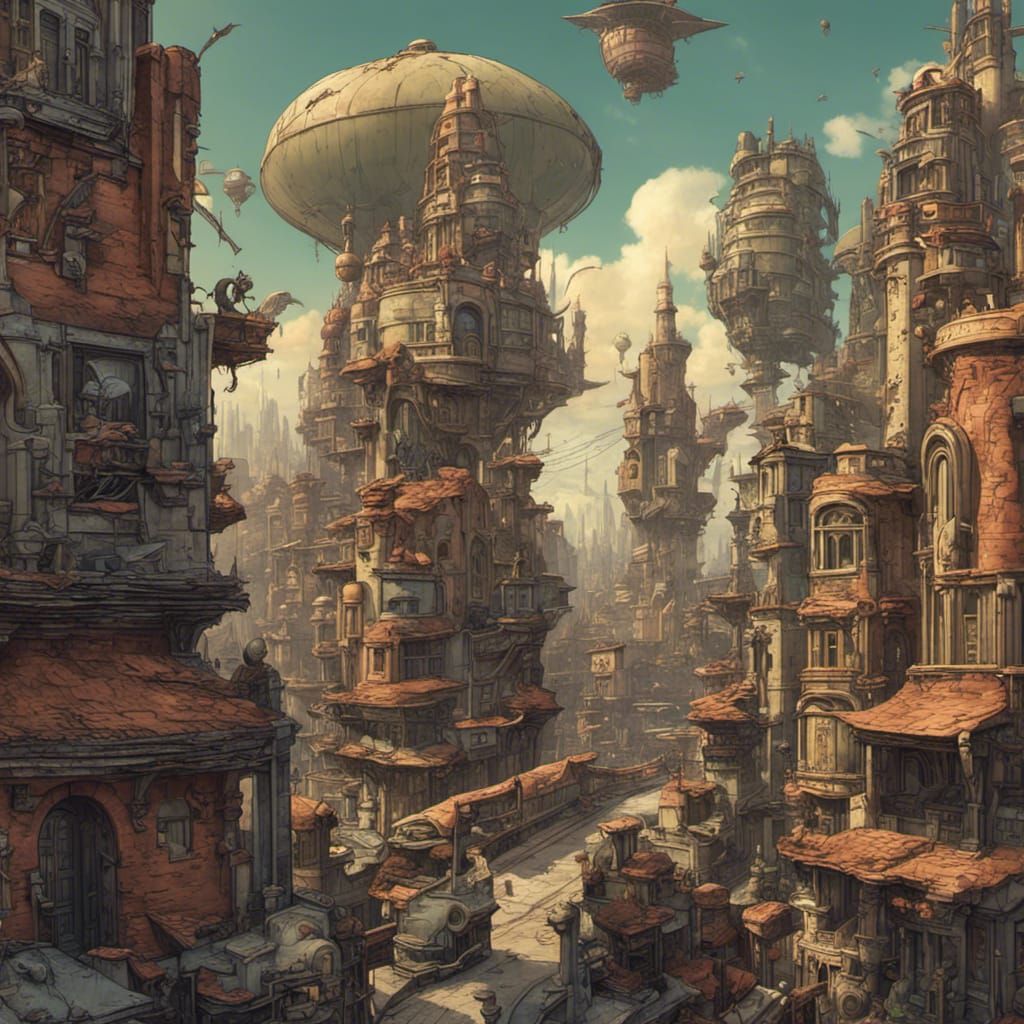 Goblin Art Deco Metropolis in High Fantasy Style